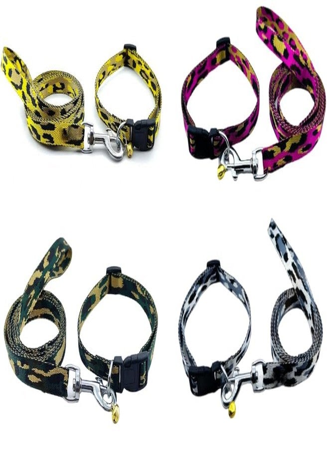 KittuPet طوق ومقود للحيوانات الأليفة من KittuPet بنقشة جلد النمر، مقاس 15 مم، حبل جر صغير للأرانب والقطط والهريرات، مناسب للحيوانات الأليفة متوسطة الحجم (30-45 سم). - Image 1